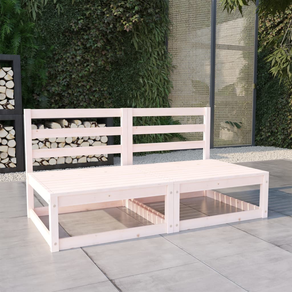 vidaXL Canapé de jardin 2 places Blanc Bois de pin massif