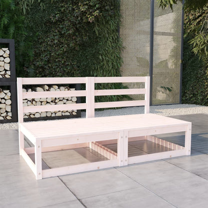 vidaXL Canapé de jardin 2 places Blanc Bois de pin massif