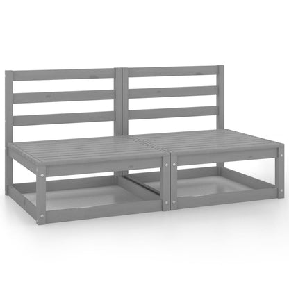 vidaXL Canapé de jardin 2 places gris en bois de pin massif