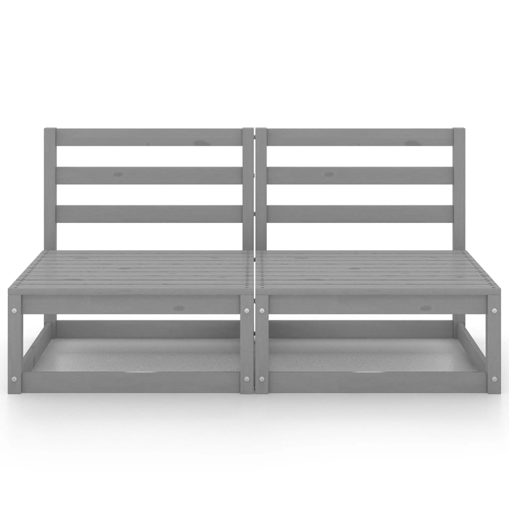 vidaXL Canapé de jardin 2 places gris en bois de pin massif
