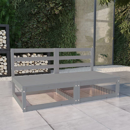 vidaXL Canapé de jardin 2 places gris en bois de pin massif