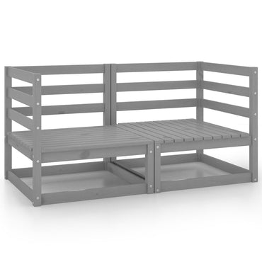 vidaXL Canapé de jardin 2 places gris en bois de pin massif