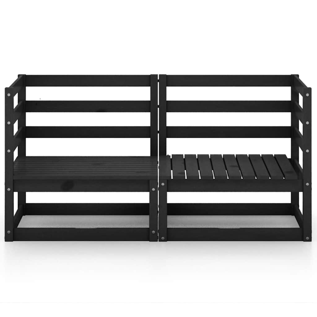vidaXL Gartensofa 2-Sitzer Schwarz Massivholz Kiefer