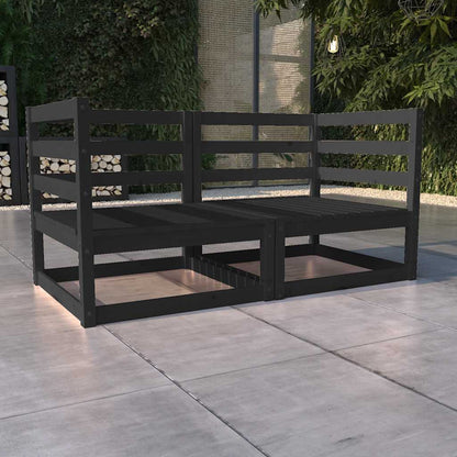 vidaXL Gartensofa 2-Sitzer Schwarz Massivholz Kiefer