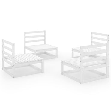 vidaXL Ensemble de mobilier de jardin 4 pcs Blanc Bois de pin massif