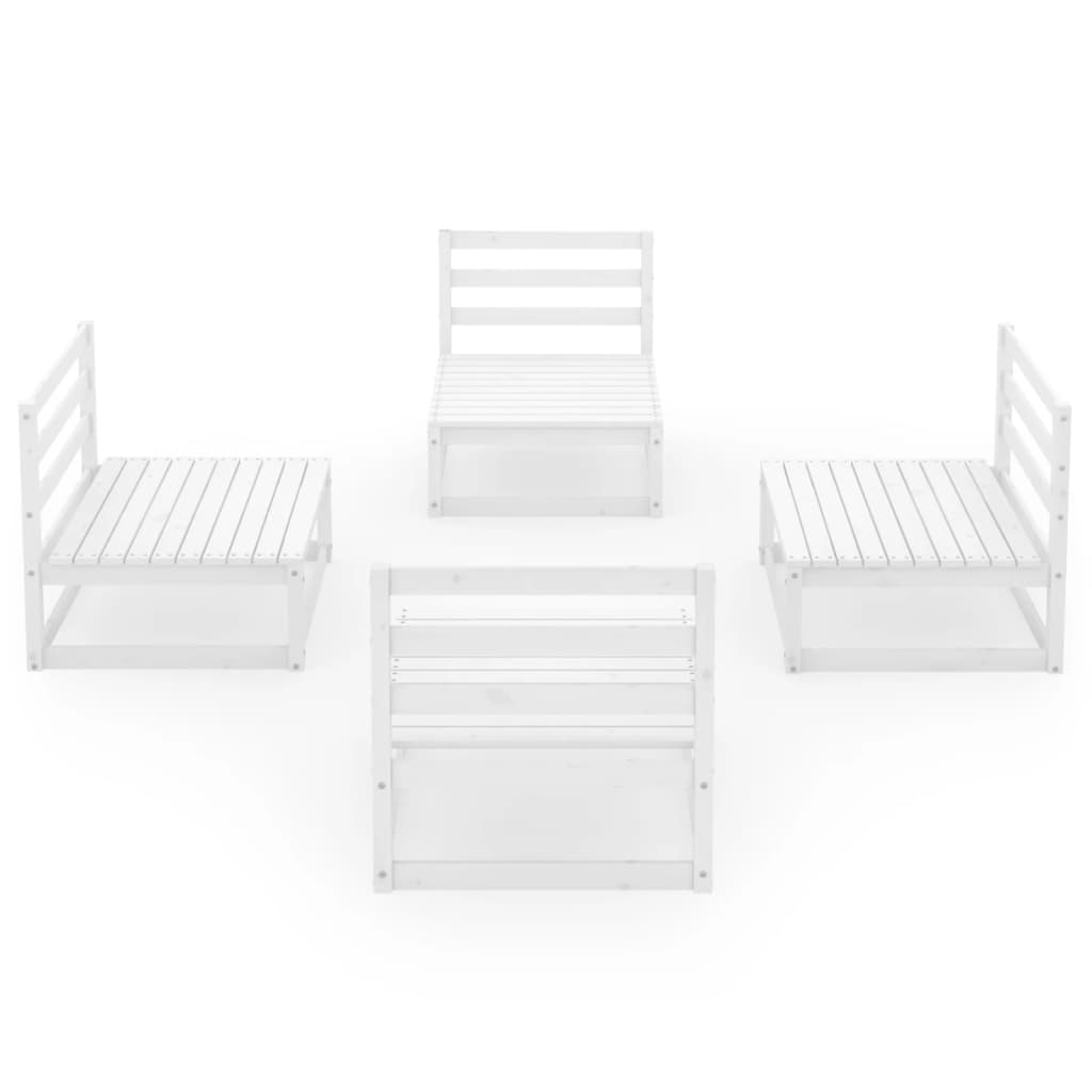 vidaXL Ensemble de mobilier de jardin 4 pcs Blanc Bois de pin massif