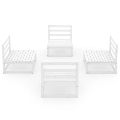 vidaXL Ensemble de mobilier de jardin 4 pcs Blanc Bois de pin massif