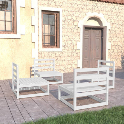 vidaXL Ensemble de mobilier de jardin 4 pcs Blanc Bois de pin massif
