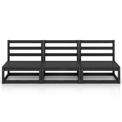 vidaXL Outdoor-Sofa 3-Sitzer Schwarz Massivholz Kiefer
