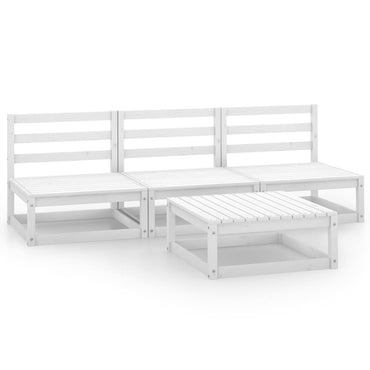 vidaXL Ensemble de mobilier de jardin 4 pcs Blanc Bois de pin massif
