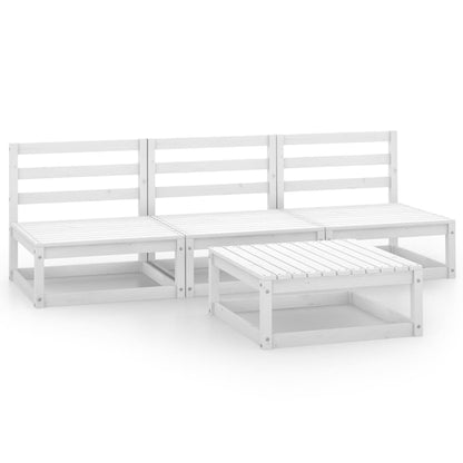 vidaXL Ensemble de mobilier de jardin 4 pcs Blanc Bois de pin massif