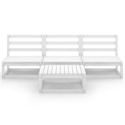 vidaXL Ensemble de mobilier de jardin 4 pcs Blanc Bois de pin massif