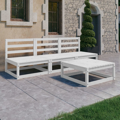 vidaXL Ensemble de mobilier de jardin 4 pcs Blanc Bois de pin massif