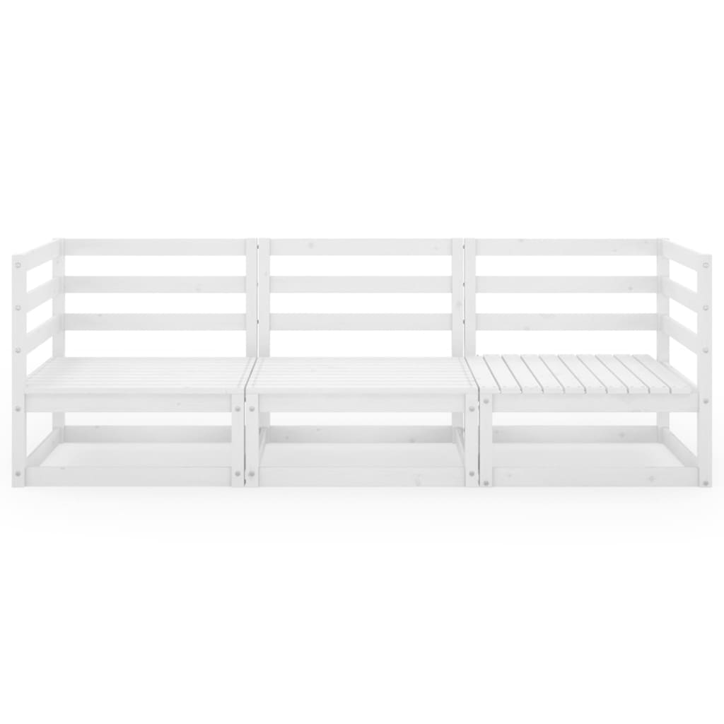 vidaXL Outdoor-Sofa 3-Sitzer Weiß Massivholz Kiefer