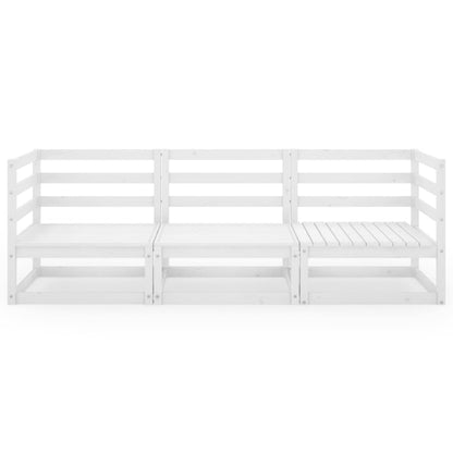 vidaXL Outdoor-Sofa 3-Sitzer Weiß Massivholz Kiefer