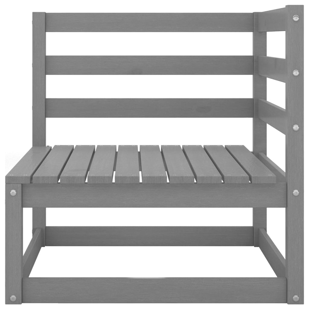 vidaXL Outdoor-Sofa 3-Sitzer Grau Massivholz Kiefer