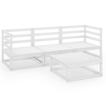 vidaXL Ensemble de mobilier de jardin 4 pcs Blanc Bois de pin massif