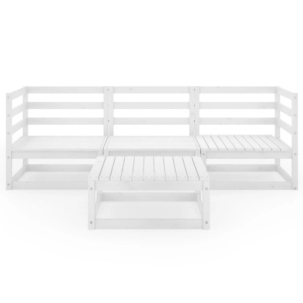 vidaXL 4-tlg. Garten-Lounge-Set Weiß Massivholz Kiefer