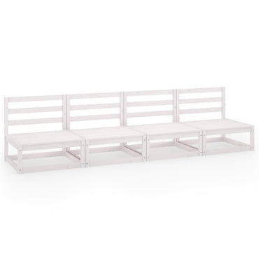 vidaXL Outdoor-Sofa 4-Sitzer Weiß Massivholz Kiefer