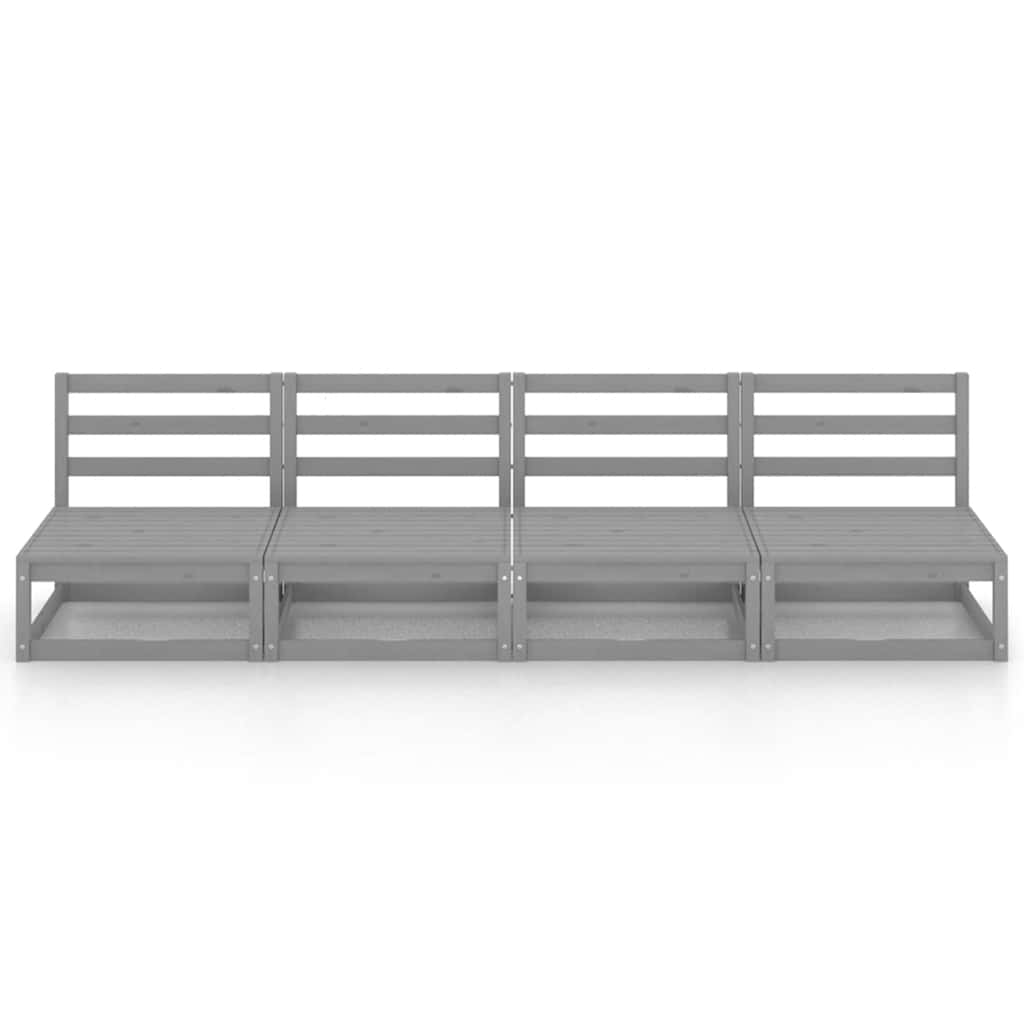 vidaXL Outdoor-Sofa 4-Sitzer Grau Massivholz Kiefer