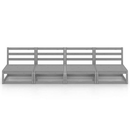 vidaXL Outdoor-Sofa 4-Sitzer Grau Massivholz Kiefer