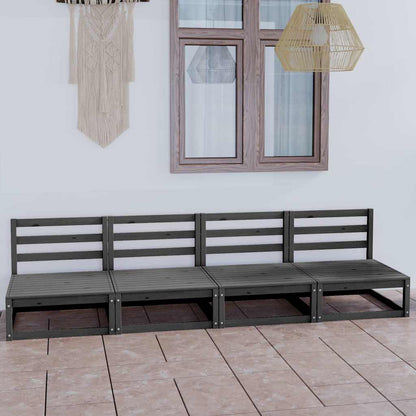 vidaXL Outdoor-Sofa 4-Sitzer Grau Massivholz Kiefer