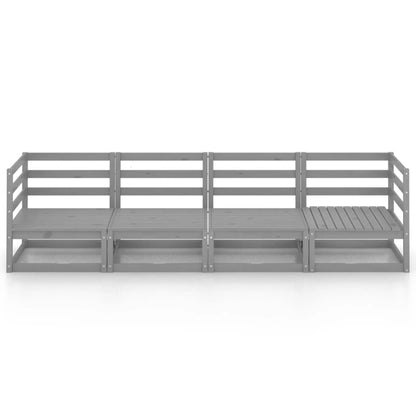 vidaXL Outdoor-Sofa 4-Sitzer Grau Massivholz Kiefer