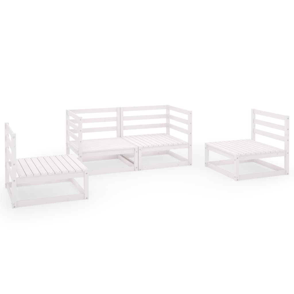 vidaXL 4-tlg. Garten-Lounge-Set Weiß Massivholz Kiefer