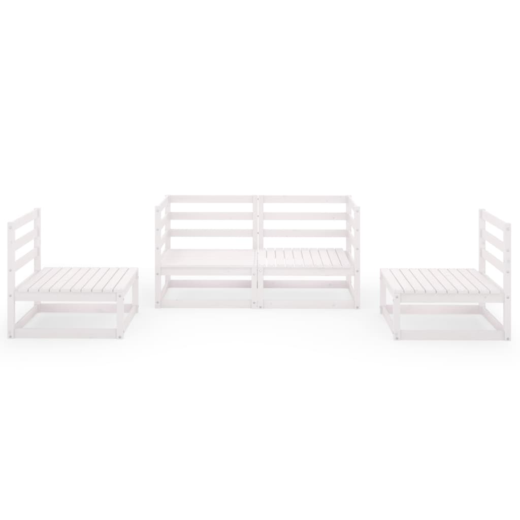 vidaXL 4-tlg. Garten-Lounge-Set Weiß Massivholz Kiefer