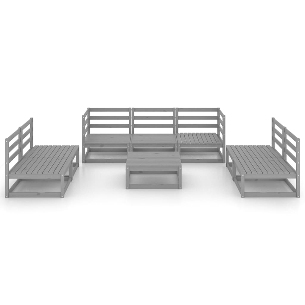 vidaXL 8-tlg. Garten-Lounge-Set Grau Massivholz Kiefer