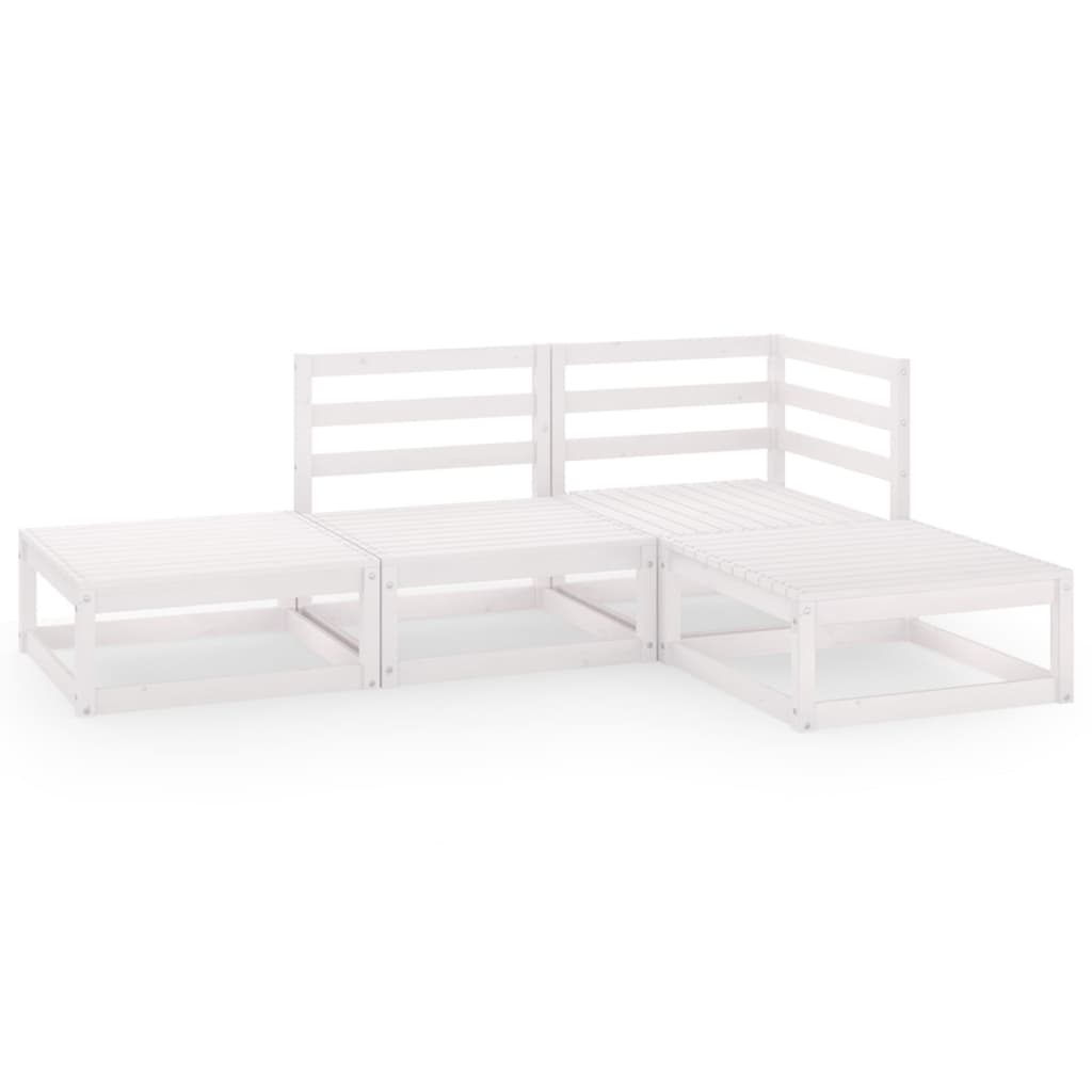 vidaXL Ensemble de mobilier de jardin 4 pcs Blanc Bois de pin massif
