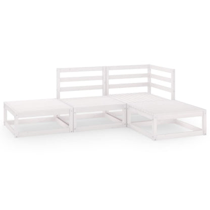 vidaXL Ensemble de mobilier de jardin 4 pcs Blanc Bois de pin massif