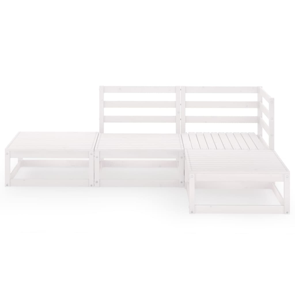 vidaXL Ensemble de mobilier de jardin 4 pcs Blanc Bois de pin massif