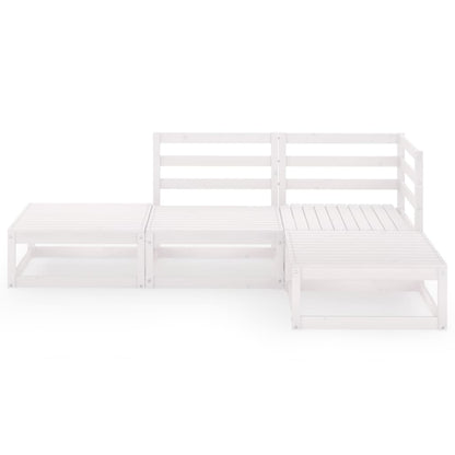 vidaXL Ensemble de mobilier de jardin 4 pcs Blanc Bois de pin massif