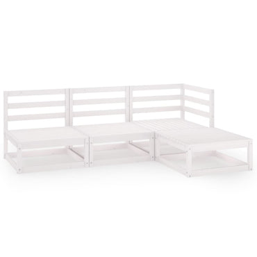 vidaXL Ensemble de mobilier de jardin 4 pcs Blanc Bois de pin massif