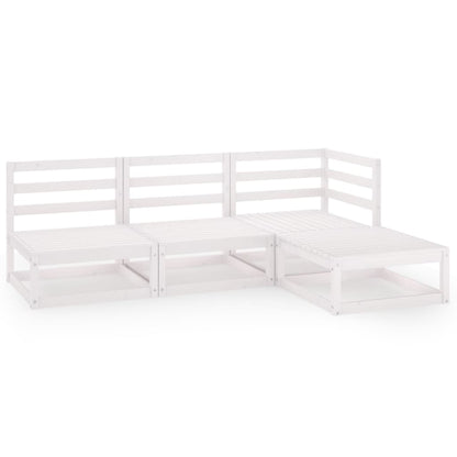 vidaXL 4-tlg. Garten-Lounge-Set Weiß Massivholz Kiefer