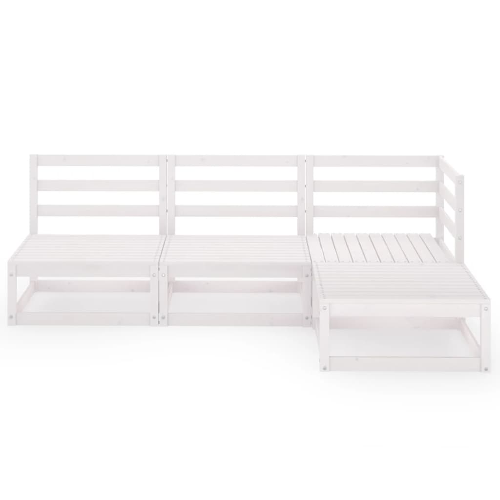 vidaXL 4-tlg. Garten-Lounge-Set Weiß Massivholz Kiefer