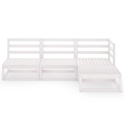 vidaXL 4-tlg. Garten-Lounge-Set Weiß Massivholz Kiefer