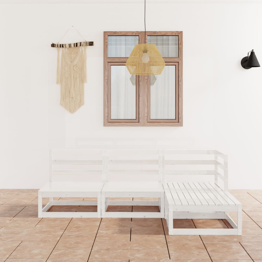 vidaXL 4-tlg. Garten-Lounge-Set Weiß Massivholz Kiefer