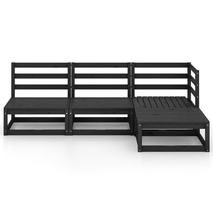 vidaXL Salon de jardin 4 pcs noir bois de pin massif
