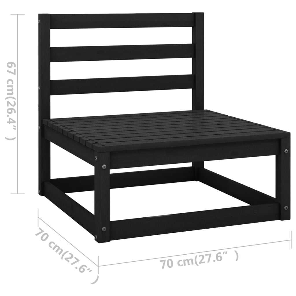 vidaXL Salon de jardin 4 pcs noir bois de pin massif