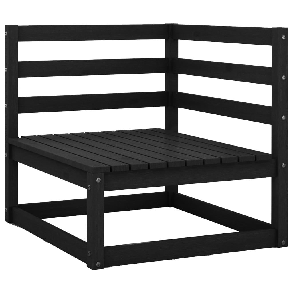 vidaXL Salon de jardin 4 pcs noir bois de pin massif