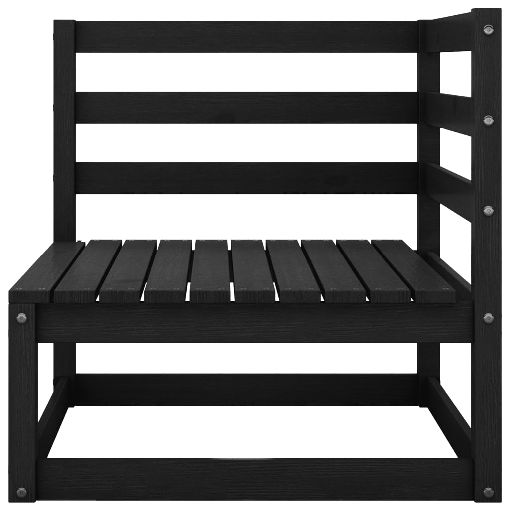 vidaXL Salon de jardin 4 pcs noir bois de pin massif