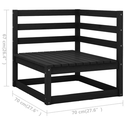 vidaXL Salon de jardin 4 pcs noir bois de pin massif