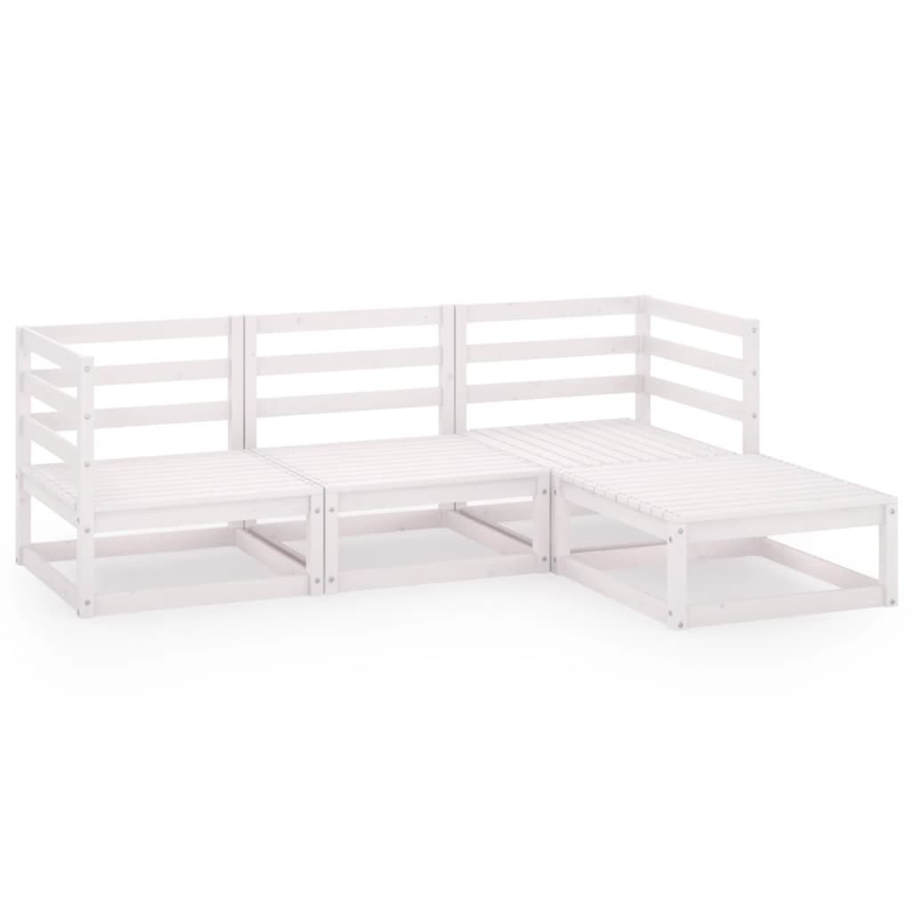 vidaXL 4-tlg. Garten-Lounge-Set Weiß Massivholz Kiefer