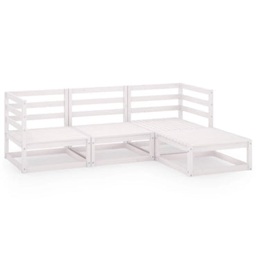 vidaXL Ensemble de mobilier de jardin 4 pcs Blanc Bois de pin massif