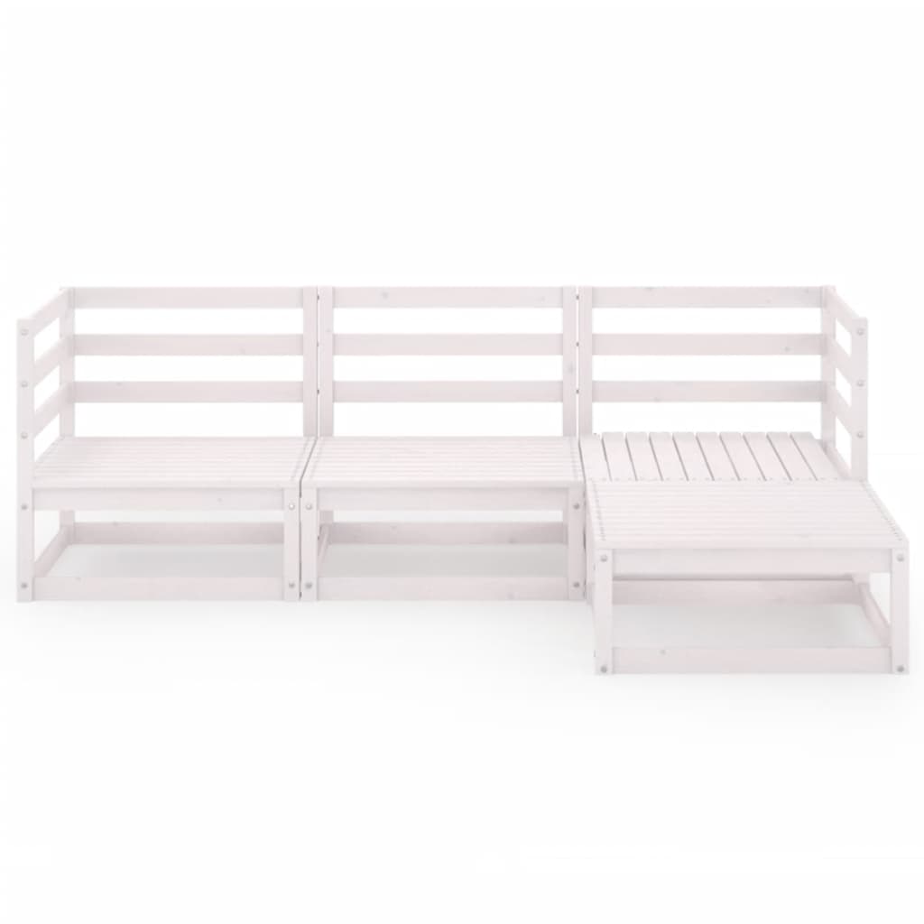 vidaXL 4-tlg. Garten-Lounge-Set Weiß Massivholz Kiefer