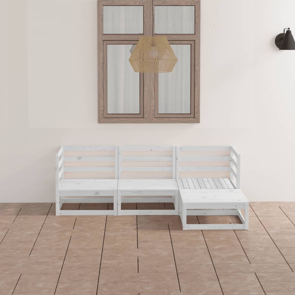 vidaXL 4-tlg. Garten-Lounge-Set Weiß Massivholz Kiefer