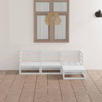 vidaXL 4-tlg. Garten-Lounge-Set Weiß Massivholz Kiefer