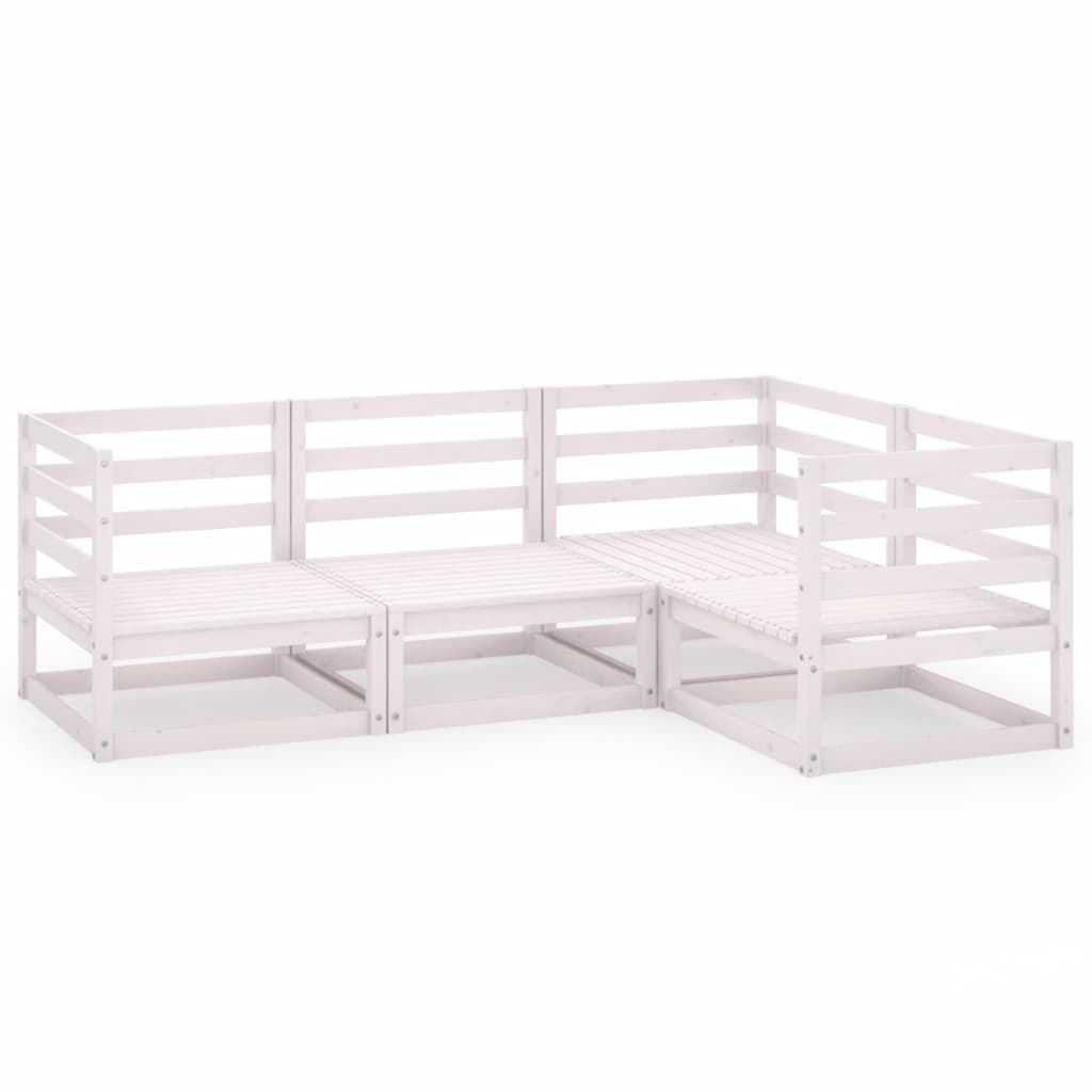 vidaXL Ensemble de mobilier de jardin 4 pcs Blanc Bois de pin massif